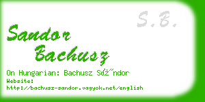 sandor bachusz business card